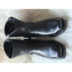 Roadwolf Black Leather Harnass Riding Boots